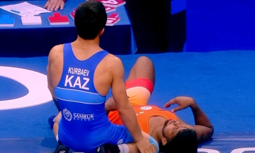 Исхар Курбаев на чемпионате мира по греко-римской борьбе в Астане