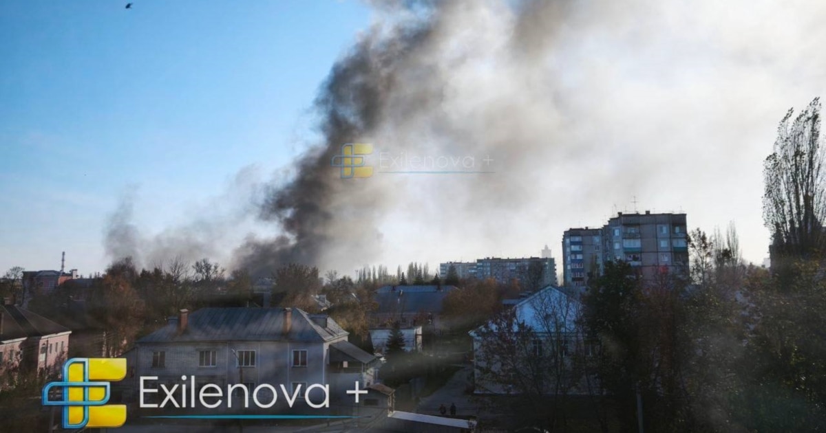 Кадр с места ракетного удара по промышленной зоне Ельца