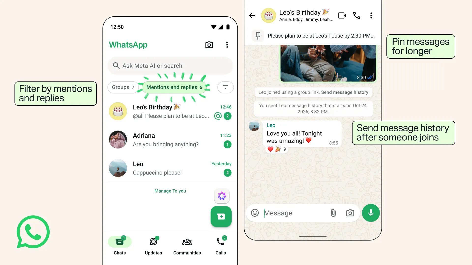 Новые функции для групповых чатов WhatsApp