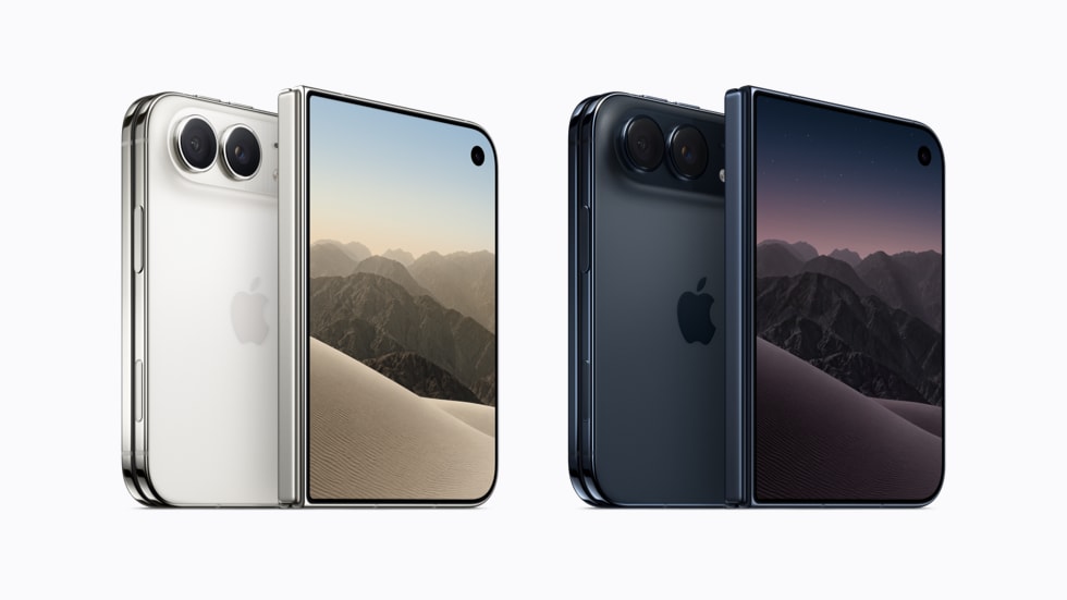 Складной смартфон iPhone Duo в цветах star white и night sky